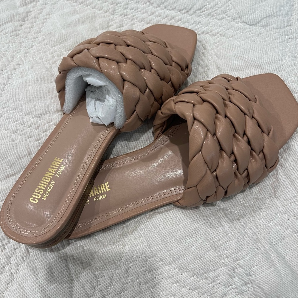 Cushionaire Braided Slide Sandals — Taupe